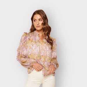 Robertson rodeo Cottagecore Floral pink, ruffle sleeve size medium